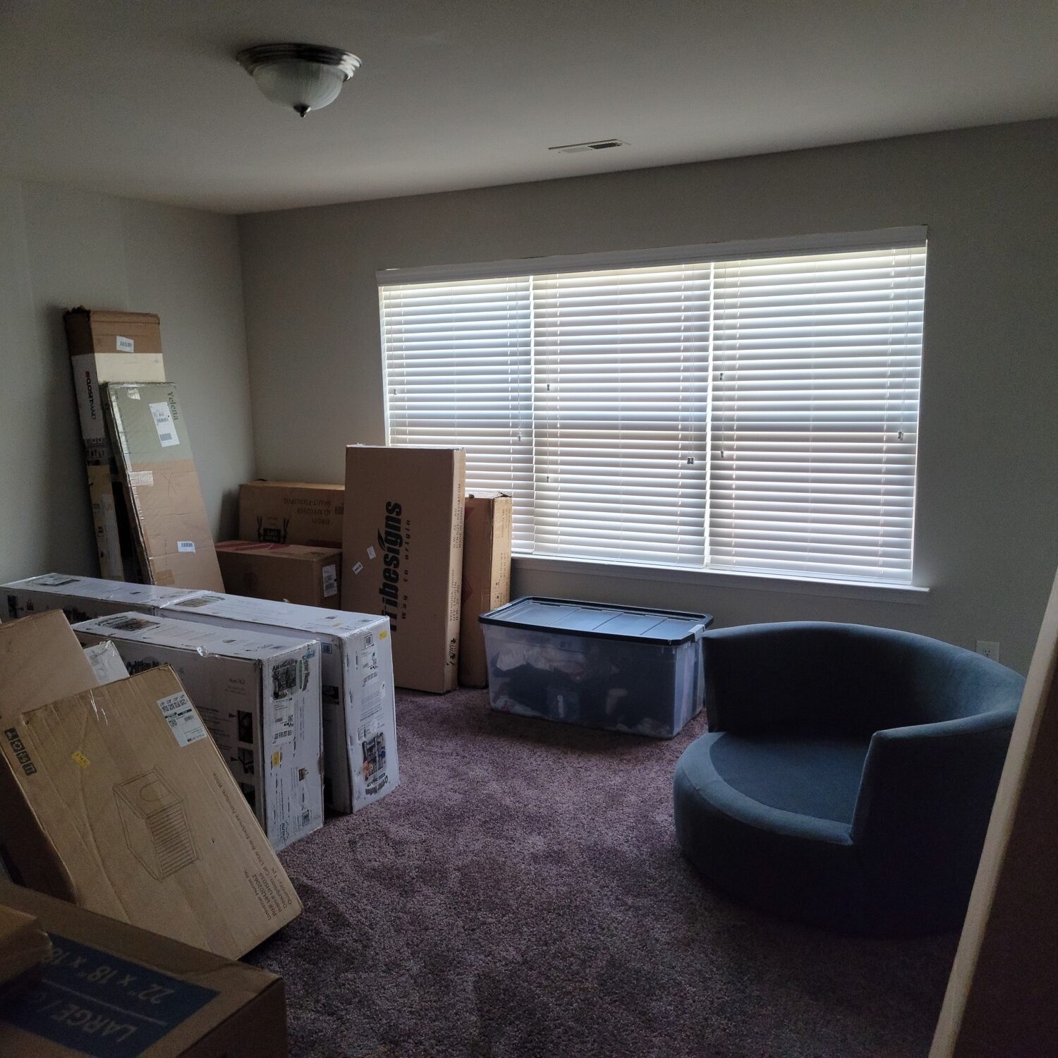 moved 21 boxes and a chair up stairs